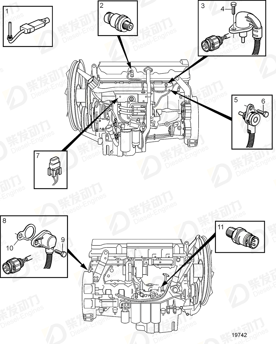 volvo penta Sensor, coolant water 20576617 Drawing volvo penta Sensor, coolant water 20576617 Drawing